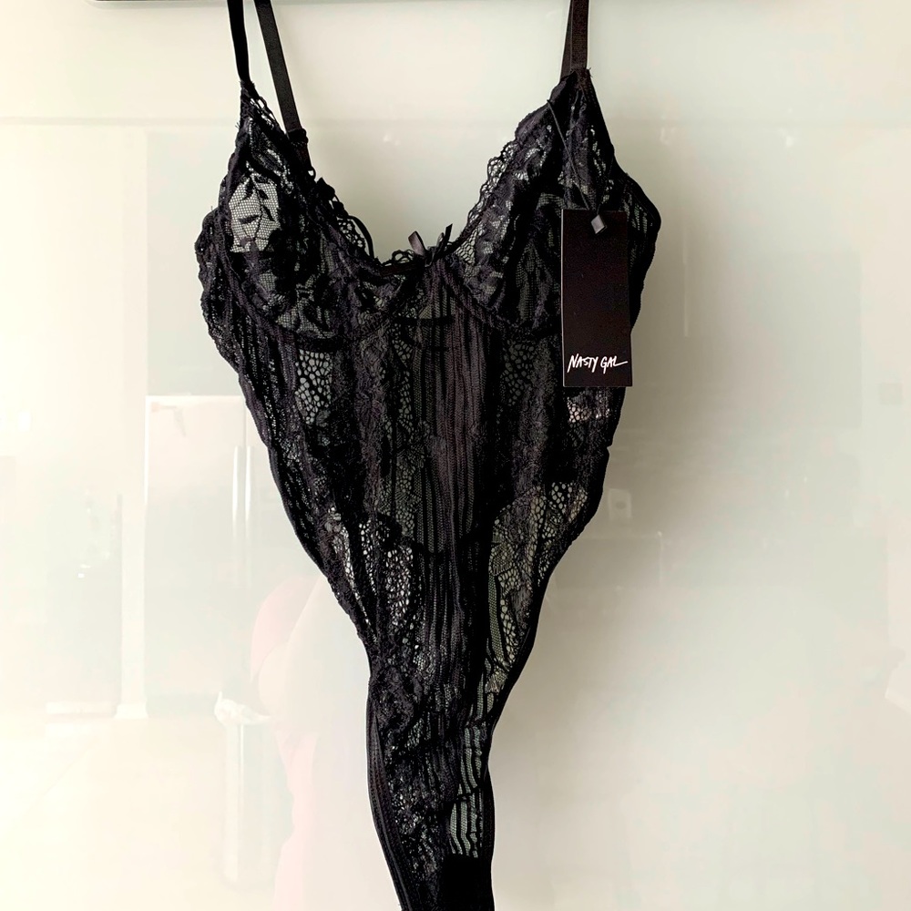 Nasty Gal Black Lace Bodysuit